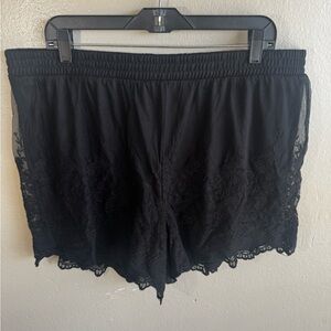 Black Lace Trim Shorts